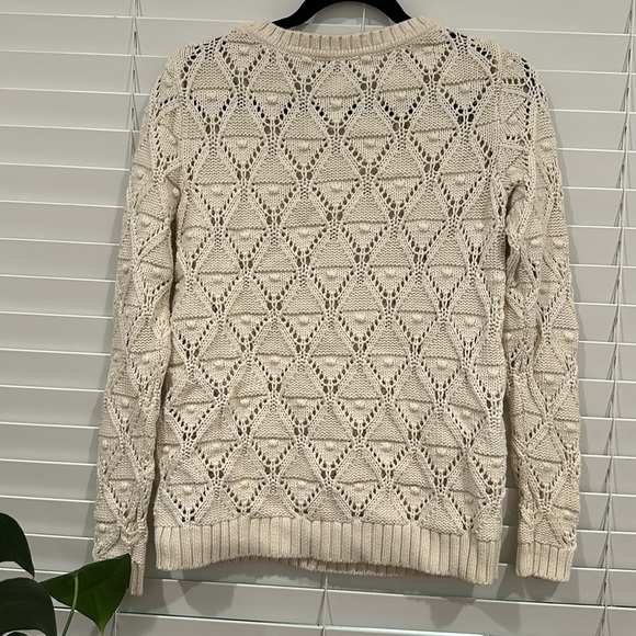 TOMMY HILFIGER ✨ Cream White Knit Sweater Collegiate Business Size Small S - Picture 4 of 4